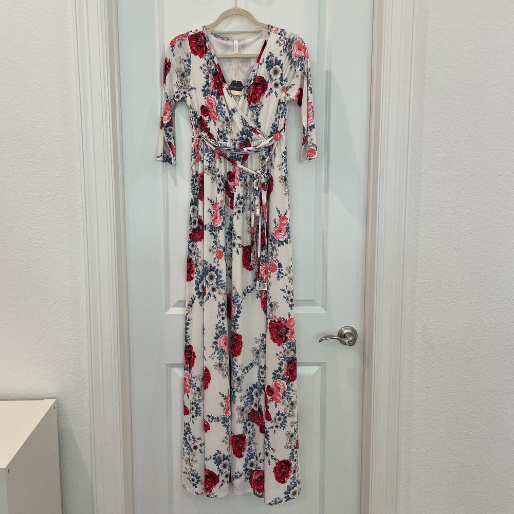 PinkBlush floral wrap maxi dress